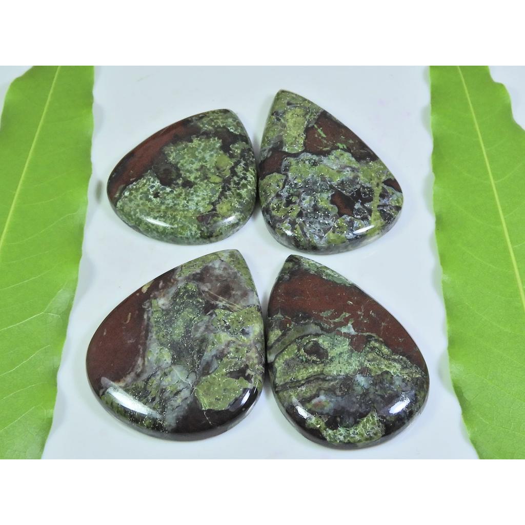 235Cts. Natural Drangon Jasper Pear Cabochon Loose Gemstone 04 Pcs Lot A-564