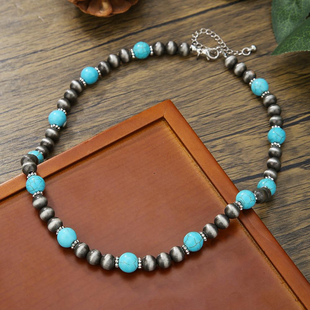 Turquoise Necklace Butterfly Water Drop Pearl Love Pendant Clavicle Chain Neck Chain