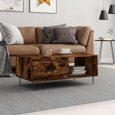 Vidaxl Coffee Table, Smoked Oak, 90X50X36.5 Cm