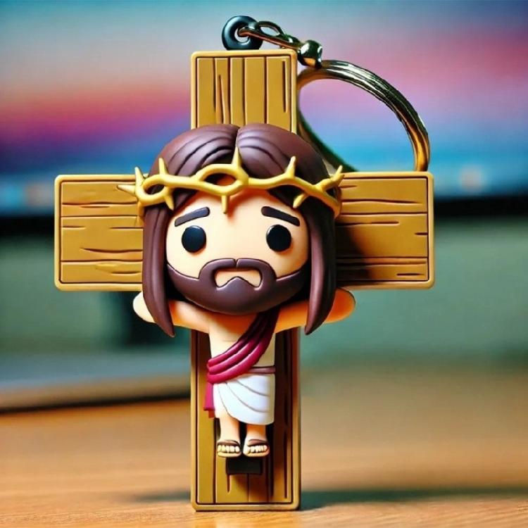 Long Lasting Resin Keychain with  Savior   Figure Maintains clearness & Strength Perfect For Prayer & Personal Use