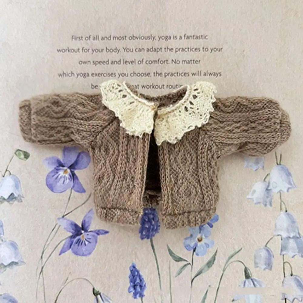 Lace Collar Sweater 1/11 1/12 Doll Mini Cardigans OB11 Doll Accessories Tops Handmade Knitted Sweater Casual Dress Clothes