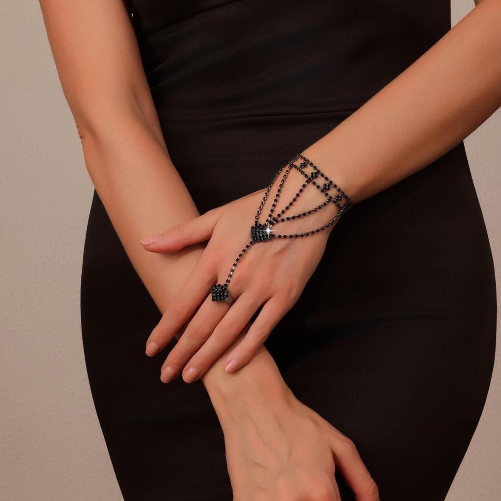 Trendige Strass-Fingerlose Handkette mit europäischem und amerikanischem Flair