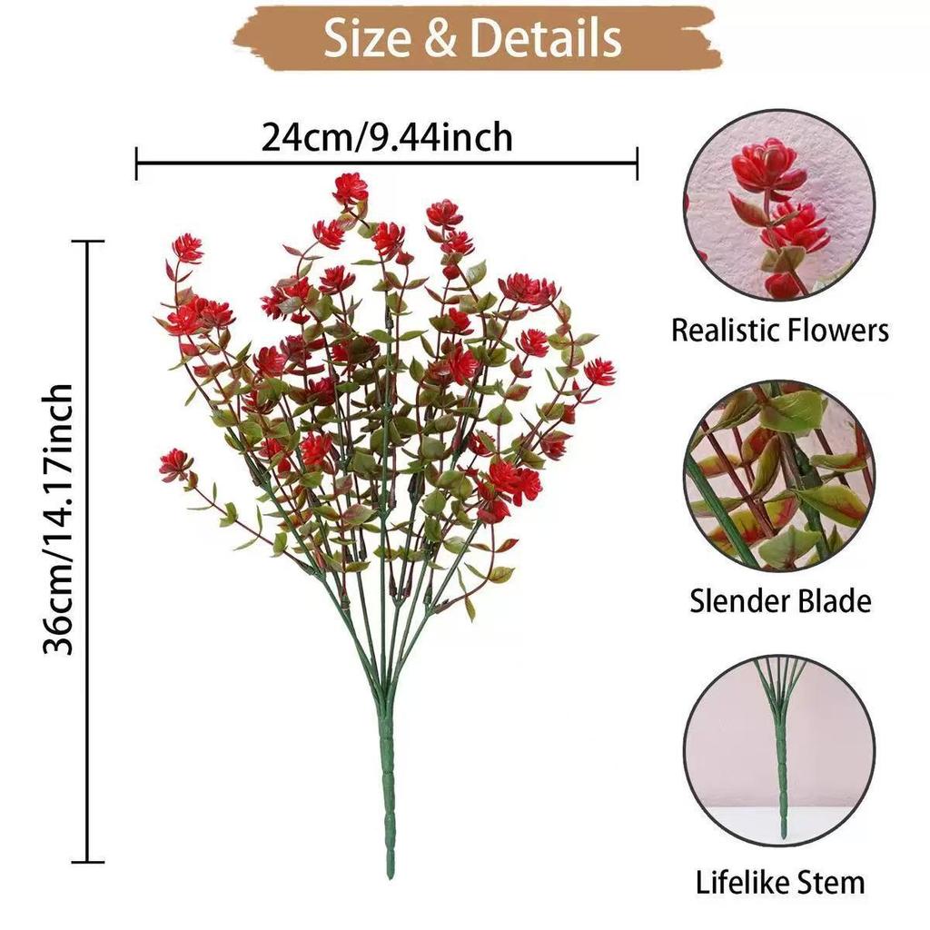 UV-Resistant Artificial Outdoor Shrubs, Fake Plants for Courtyard and Spring Decoration