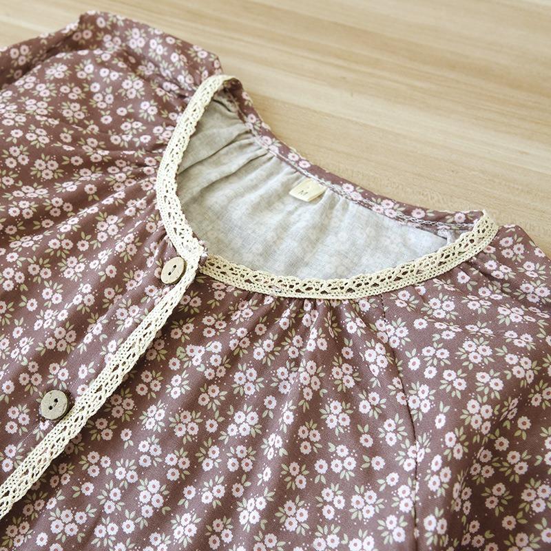 2026 New Spring and Autumn Women's Pajama Set 100% Cotton Gauze Floral Long Sleeve Long Pants Two Piece Set Loose Home Clothes