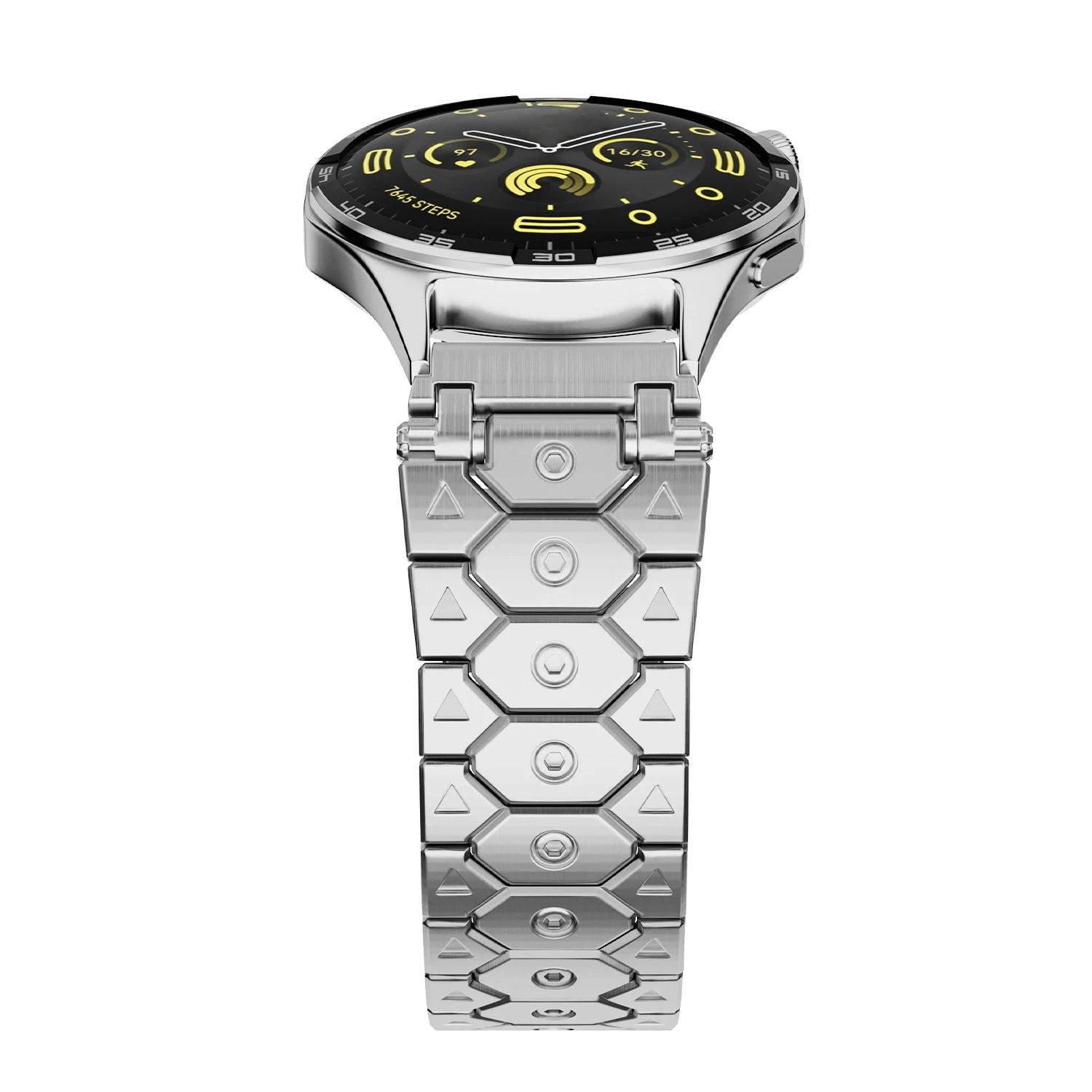 

20 мм 22 мм Розкішний браслет для Huawei Watch GT 5/4/3 pro 43 мм 46 мм Браслет з нержавіючої сталі для Samsung Galaxy 7 6 5 Чоловічий ремінець Correa for Samusng 7 44mm срібний