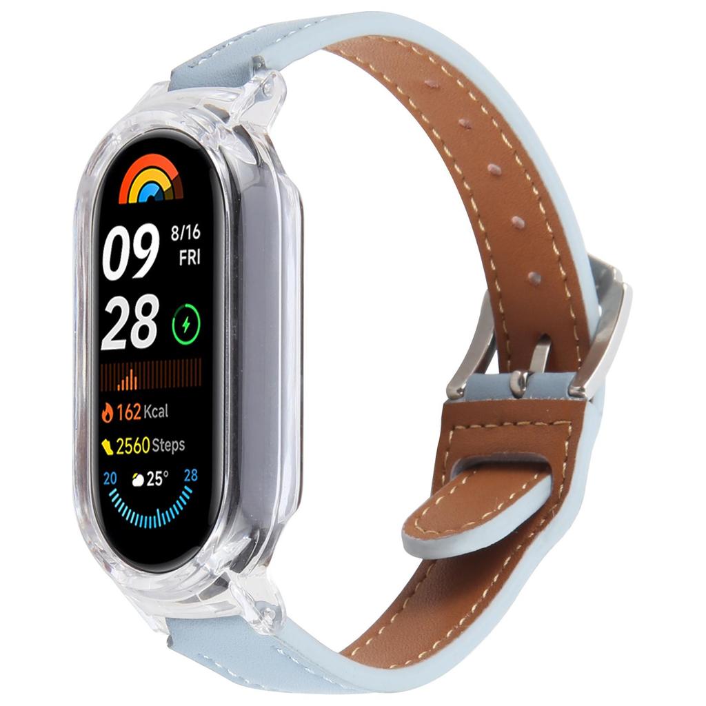 For Xiaomi Smart Band 8 PC Watch Case Integrated Ultra Fiber Leather Quick Release Watch Strap