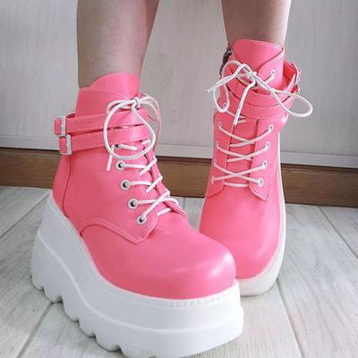 Street Fashion Platform Boots Women Casual Shoes Fluorescent Wedges Walking Shoes