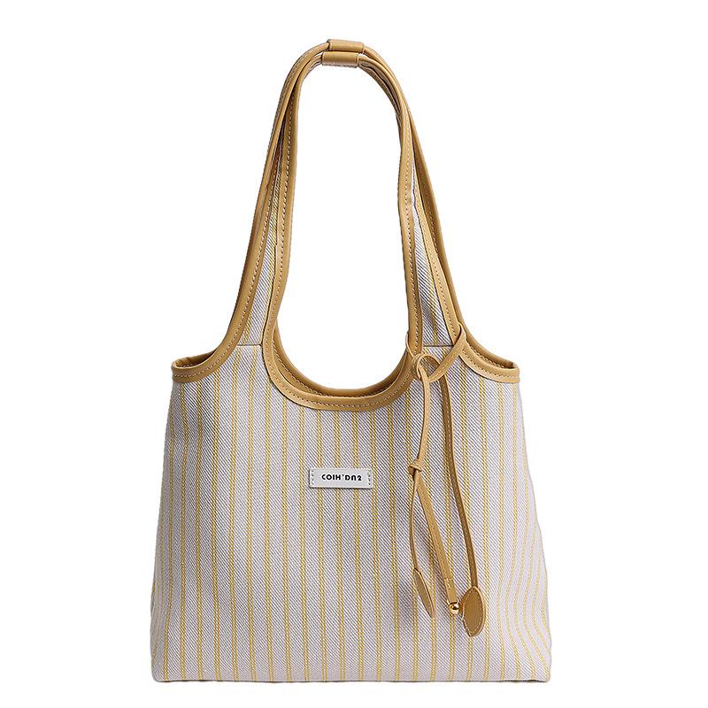Pendler große Kapazität gestreifte Canvas-Tasche Damen neue modische vielseitige Schultertasche Arbeit Tragetasche