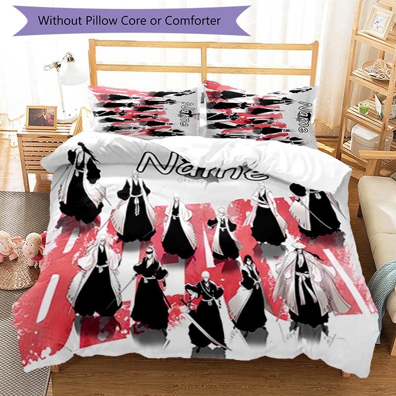 3pcs Custom Name Byakuya Kuchiki Bedding Set Duvet Cover Closure Includes 1 Duvet Cover & 2 Pillowcases for All Seasons Bedroom Decor