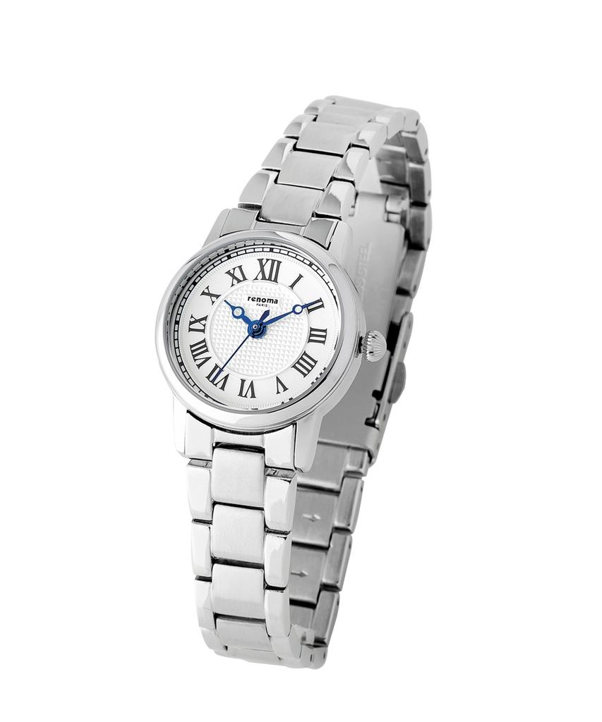 Lenomasigye Roma Clue Pattern Blue Hands White Women'S Metal Watch Re5455Lww