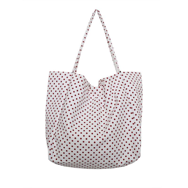 New canvas tote bag fashion trend hot-selling versatile casual large-capacity polka dot shoulder bag college student commuting