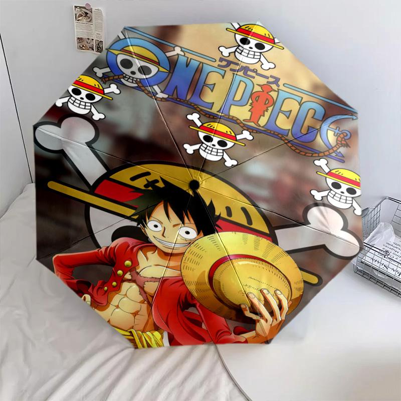 1 PC Automatic Folding Umbrella - One Piece Monkey D Luffy Pattern Portable Foldable Design With 8 Ribs Christmas Birthday Gifts