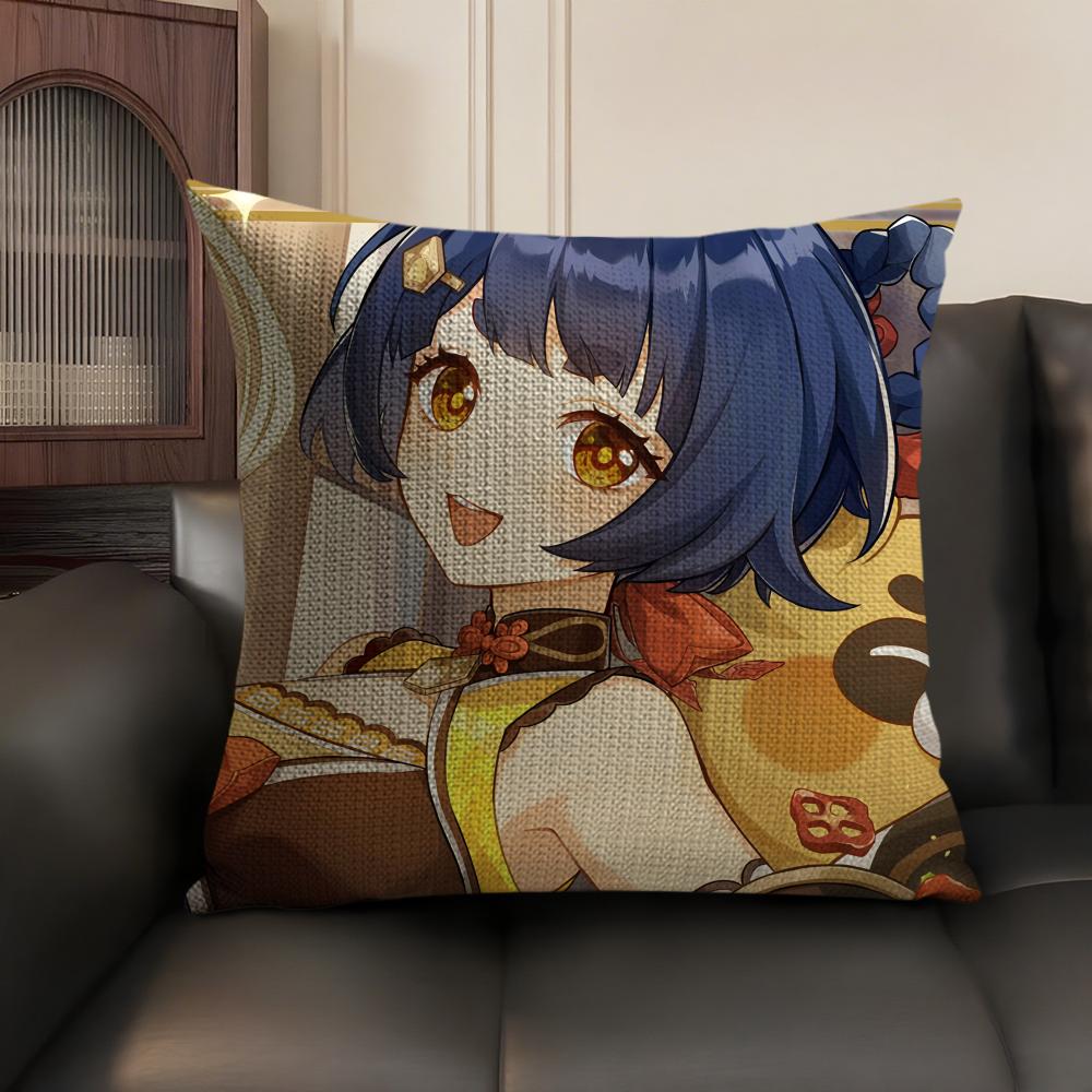 Xiangling Genshin Impact Cushion Cover Natural Linen Organic Fabric DoubleSided Printing Sofa Home Decor Gift Pillow Case