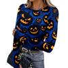 Women's Slim Fit Long Sleeve Halloween Printed T-Shirt with Thumb Holes Neck Pullover Base Layer