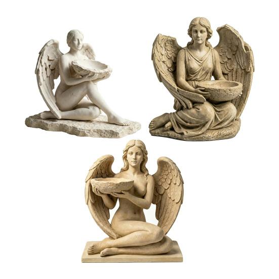 Goddess Statue Bird Feeder Retro Angel Figurine Garden Bird Feeder Artistic Outdoor Bird Feeder for Patio Backyard Porch Decoration