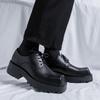 Square top thick soled men's leather shoes Fashion designer style Youth Outdoor Trendy Party Handsome adult shoes Plus Size -46