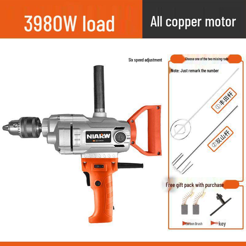 High-Power Electric Mixer for Paint, Putty, Powder, Cement, and Mortar