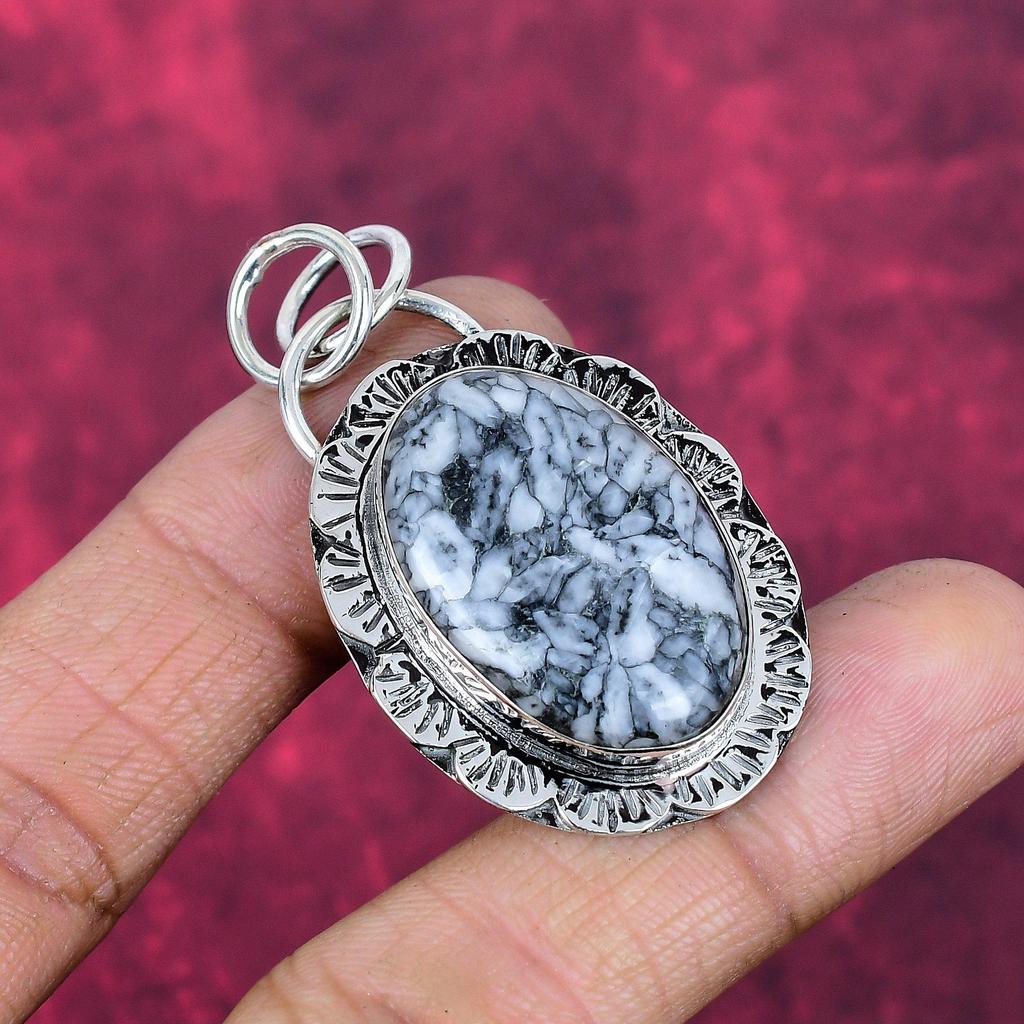 Pinolith Pendant Gemstone Jewelry, 925 Solid Sterling Silver Pendant, Gift For Women Handmade Pendant
