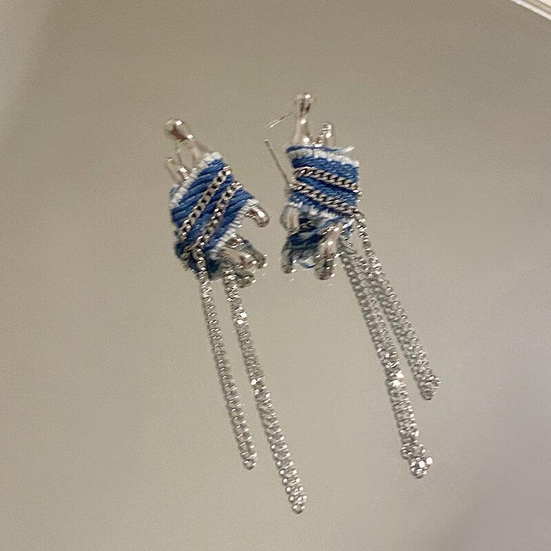 

Джинсовые женские серьги с жареным тестом C-образной формы, модные темпераментные серьги для женщин, женские украшения Tassels