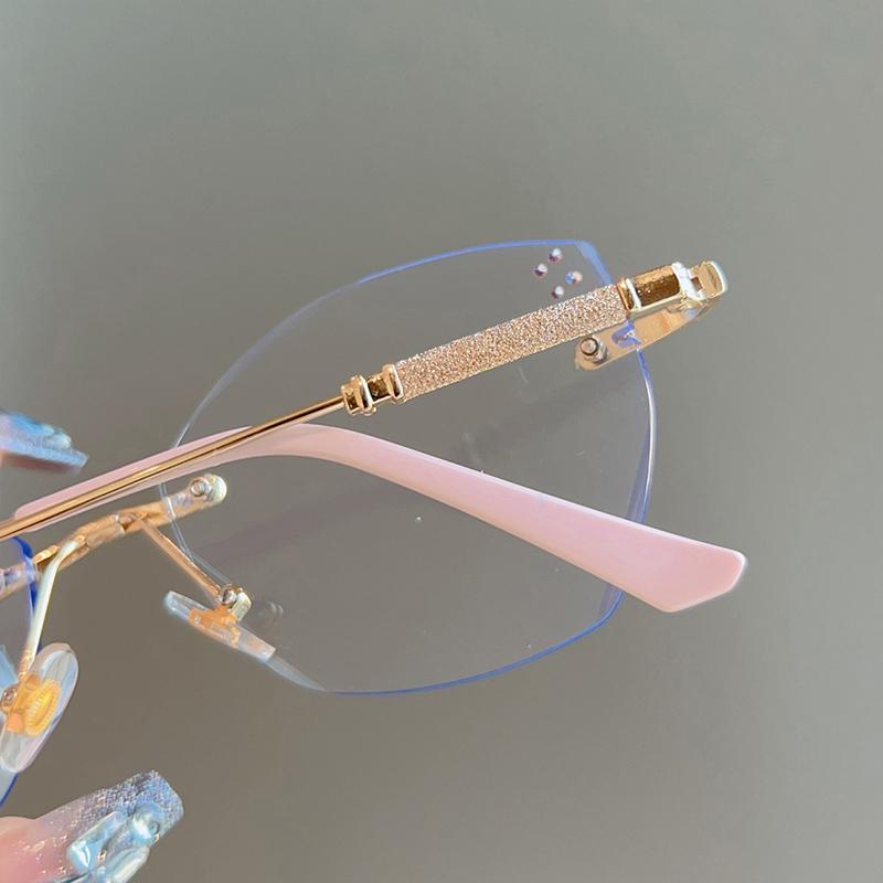 New Fashion Irregular Cat Eye Rimless Anti Radiation Glasses For Women Anti Blue Light Eyeglassesr