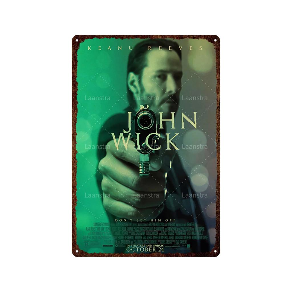 Vintage Movie Poster John Wick Poster Metal Sign Decorative Tin Painting Home Cafe Bar Kraft Poster Wall Sticker Decoration