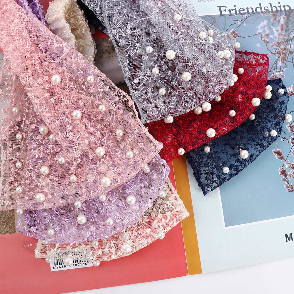 Face Wash Pearls Organza Headband Korean Style Hair Wear Women Hair Accessories Wide Side Hairband