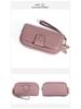 Genuine Leather Double Zipper Cowhide Wallet with Chain for Mobile Phone - Ladies' Long Handbag