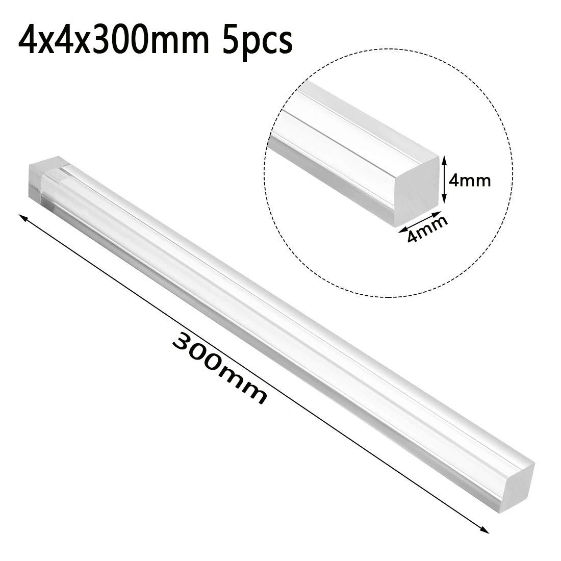 

100/200/300/500 мм акриловый квадратный прозрачный органический стеклянный стержень материал для самостоятельной модели 4x4x300mm 5pcs