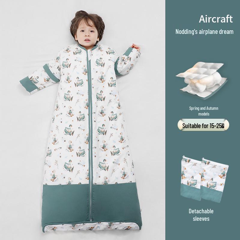 Adjustable Thickened Anti-Kick All-Cotton Baby Sleeping Bag for All Seasons