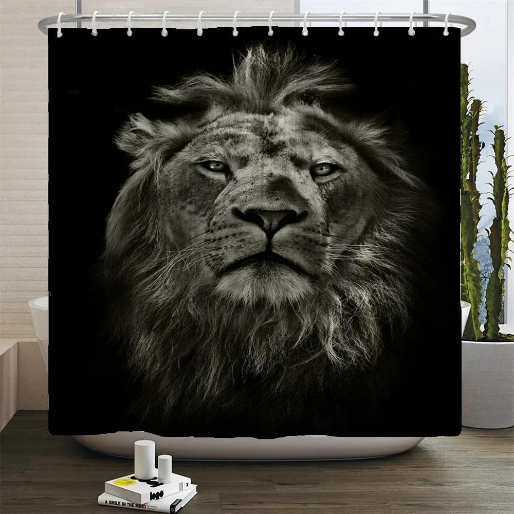 Animals Printed Lion, Tiger, Cat,Elephant,3D Bath Curtains Waterproof Polyester Cloth Washable Bathroom Shower Curtain With Hook