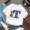 PAW Patrol Child Short Sleeve T-shirt Cartoon Chase A-Z Print Cotton Tees Girls Summer Casual Round Neck Tops Kids Birthday Gift