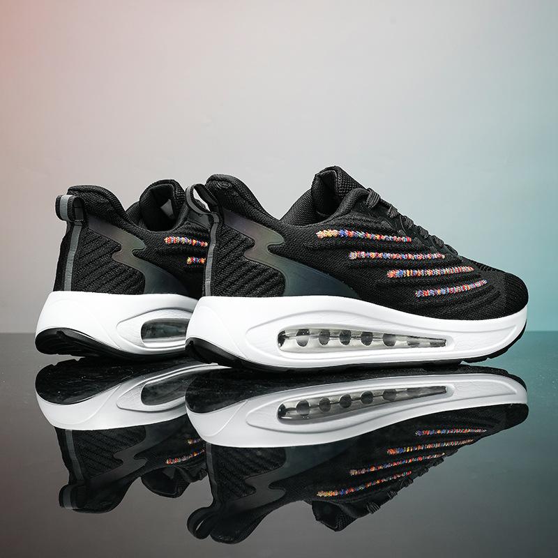 Herrenschuhe neue atmungsaktive dünne Fly-Woven Lauf-Freizeitschuhe dicksohlige stoßdämpfende Luftpolsterung modische vielseitige Lauf-Sportschuhe