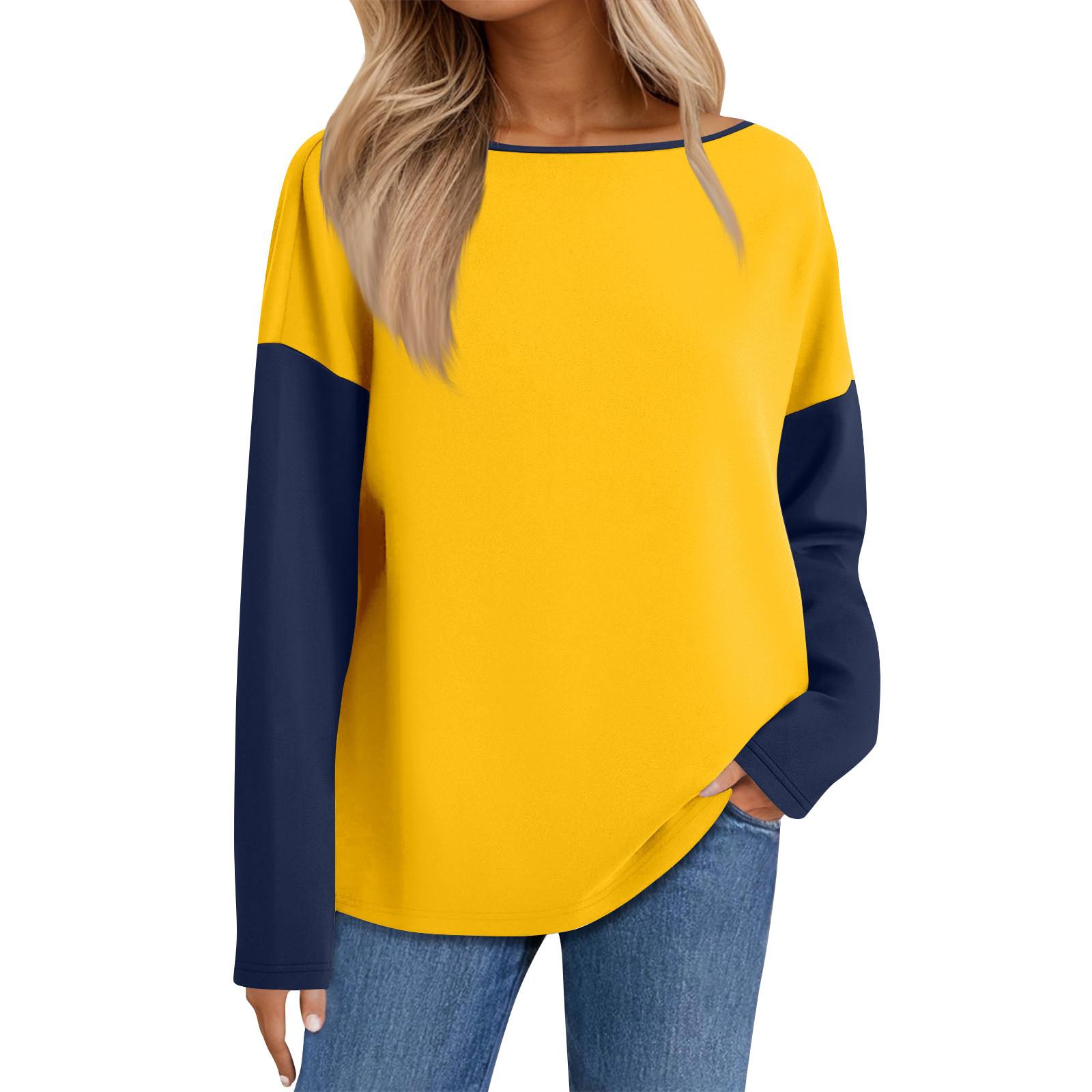 

Женский повседневный полосатый пуловер, рубашка с длинным рукавом, толстовка большого размера XL жёлтый