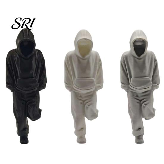 3D Printed Ornament Thinker Figurine, Sweatsuit Man Statue for Home Office Decor Desk Bookshelf Decor, Collectible Ornaments Men Women Figurine