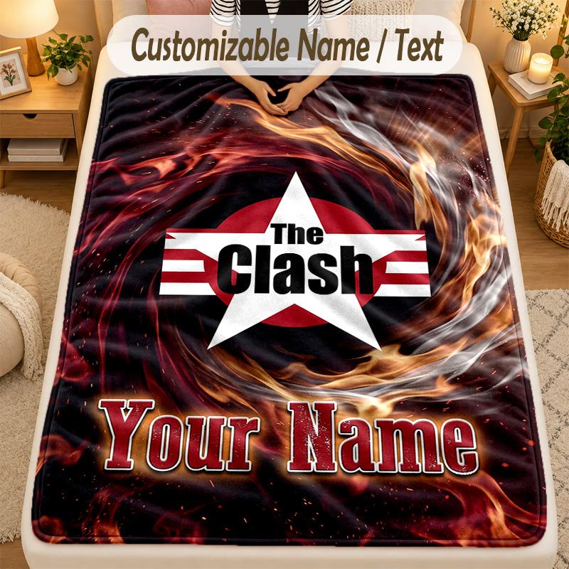 Flannel BlanketThe Clash Custom Name Text Personalized Soft Warm Throw Blanket Home Decor Gift