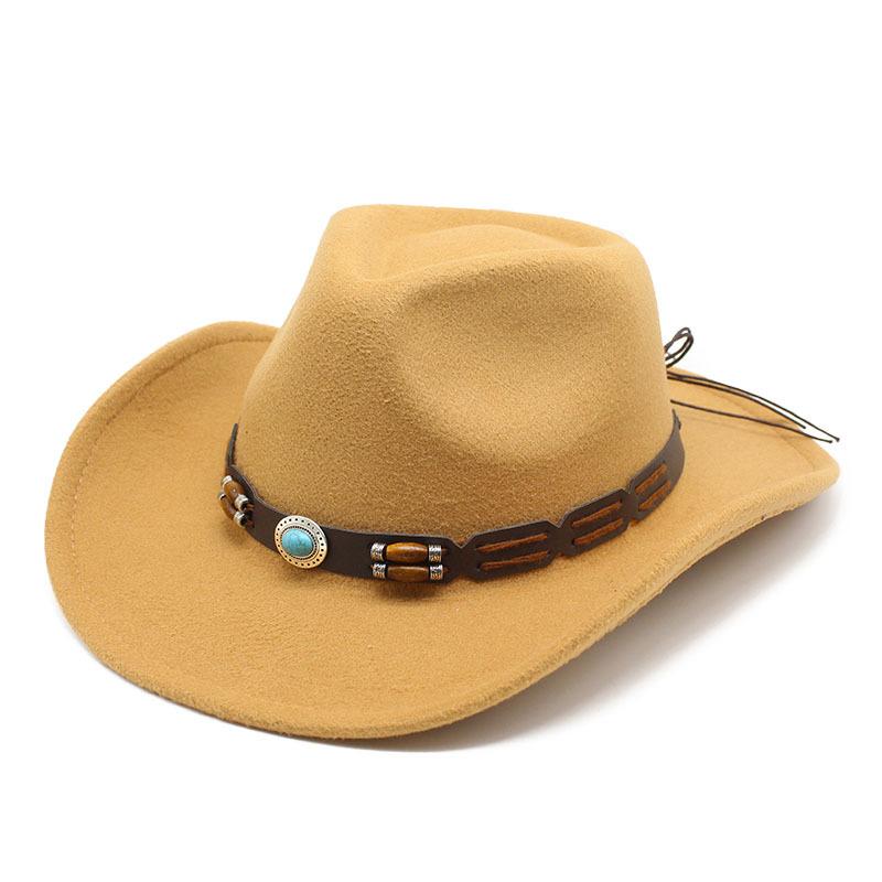 

Wind Western Big Cowboy Hat Woolen Hat Men And Women Big Eaves Outdoor Travel Mountaineering Tibetan Top Hat M（56-58cm） верблюд