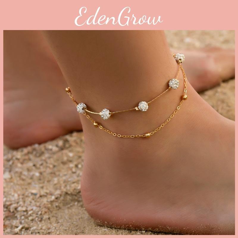 Ankle Bracelet Simple Women Overgild Color Anklet Foot Jewellery Stone Chain