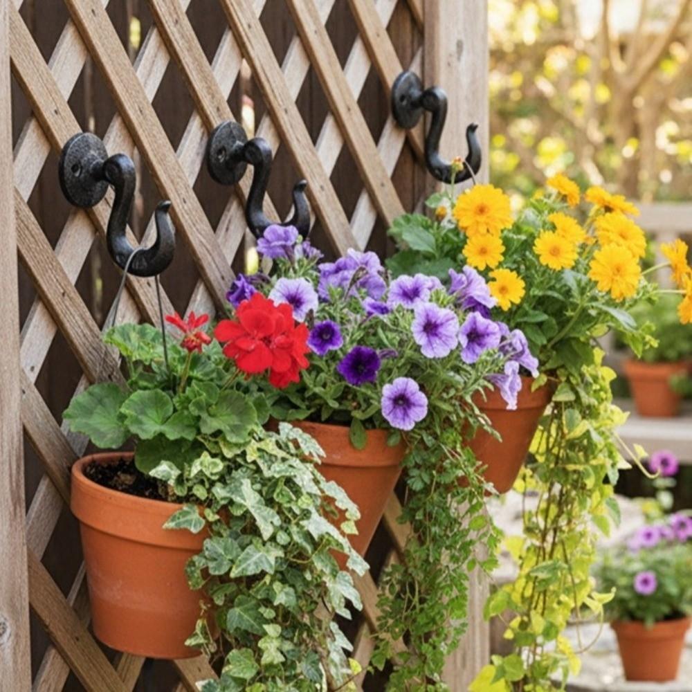 Heavy-duty Cast Iron Wall Hooks Decorative Tool Storage Rack Horticultural Hooks  Household