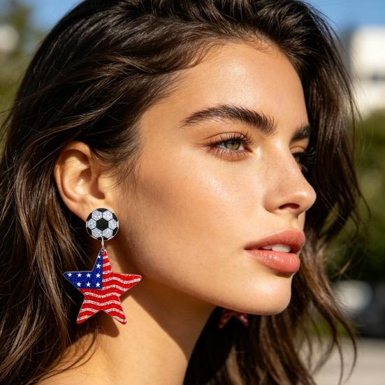 USA Flag Acrylic Dangle Drop Earrings Independence Day-Themed Earrings Comfortable To Wear Multiple Styles for Sports Holiday Outfits