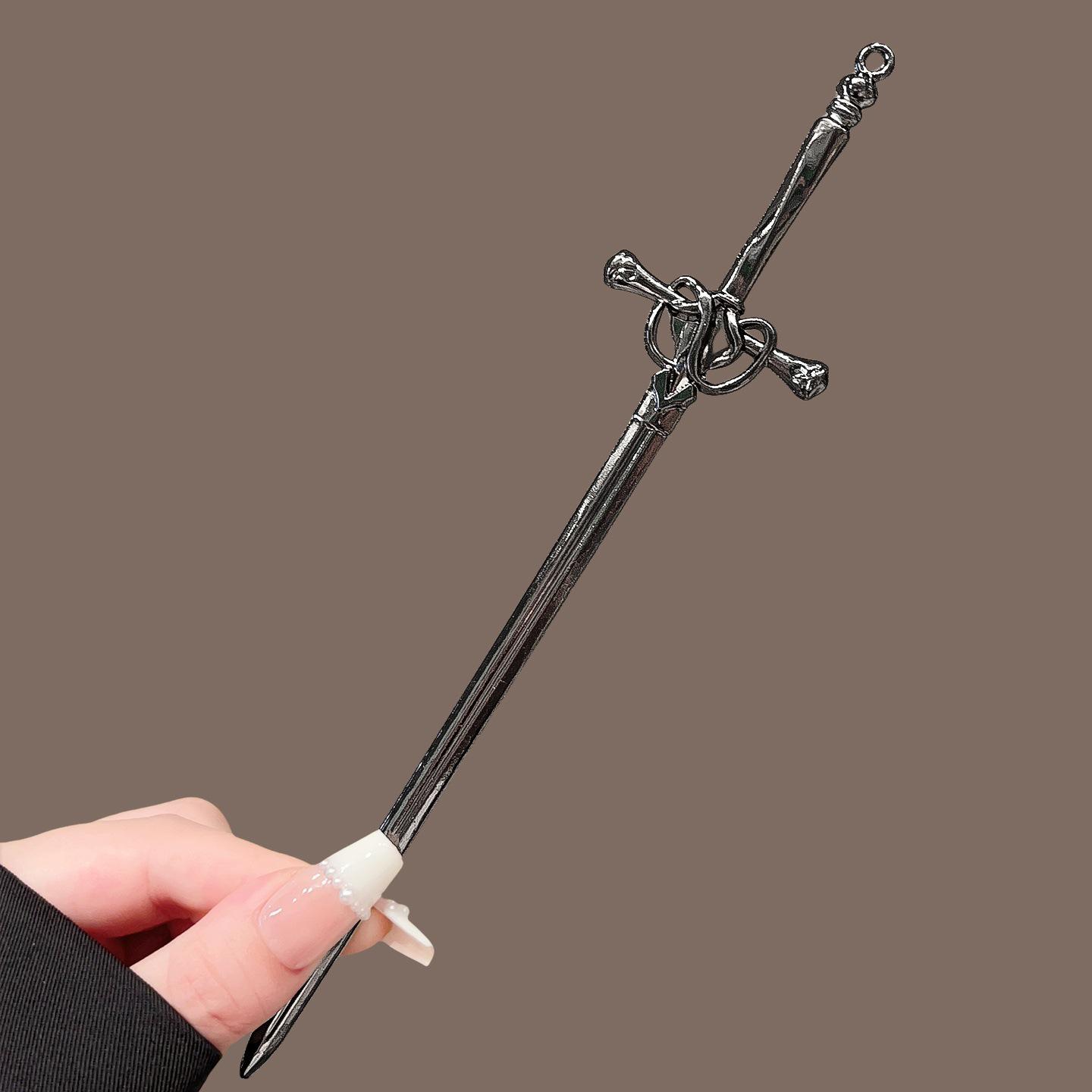 Ancient High-Grade Alloy Sword Hairpin: Color-Preserving Electroplated Hanfu Hair Accessory for Updos