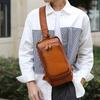 Men's Chest Bag 100% Genuine Leather Crossbody Shoulder Bags Multifunction Travel Cow Leather Outdoor Messenger Pack Fashion