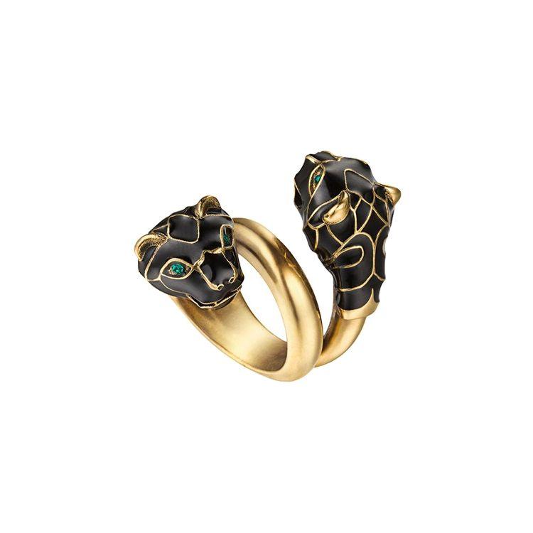 Gucci Double Tiger Head Decorative Fashion Jewelry Shiny Ring Unisex rings Black 402269I16358467 17