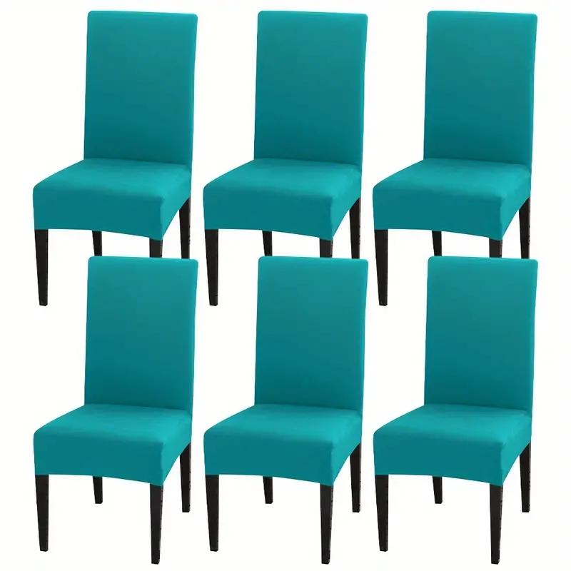 4PCS/6PCS Four Seasons Solid Color Elastic Chair Covers for Home, Hotel, and Restaurant