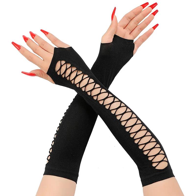 Sexy Spitzenhandschuhe Lang Nachtclub Tanzen Etikette Netz Fingerlose Handschuhe Frauen Cosplay Bekleidungszubehör