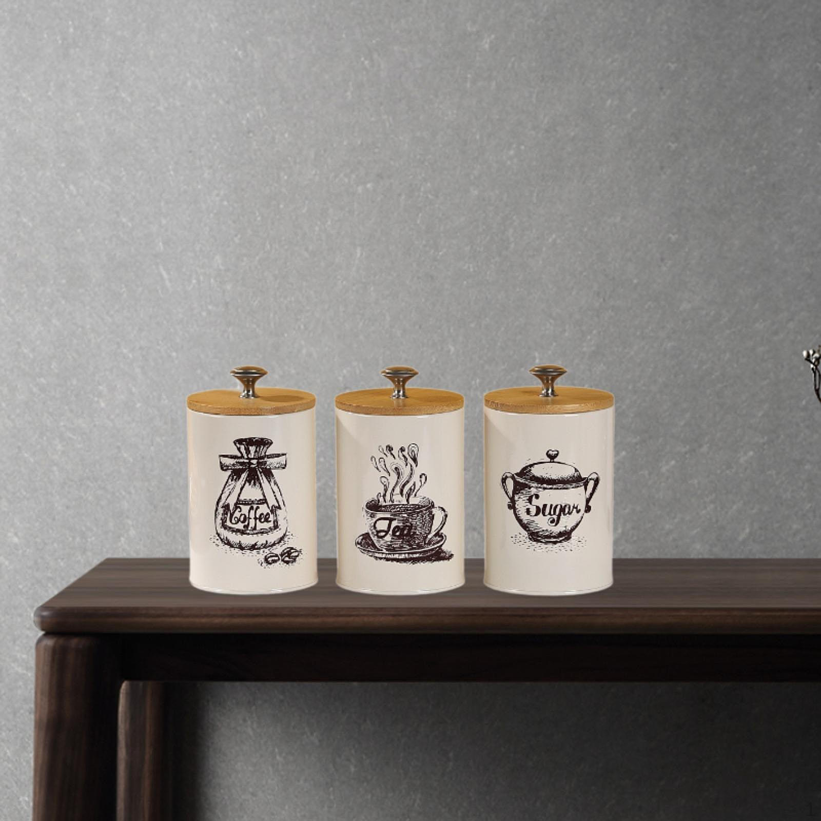 

3 шт. Контейнеры для кофе, чая, сахара, кухонные канистры для прилавка, декоративные банки для фермерского дома painted