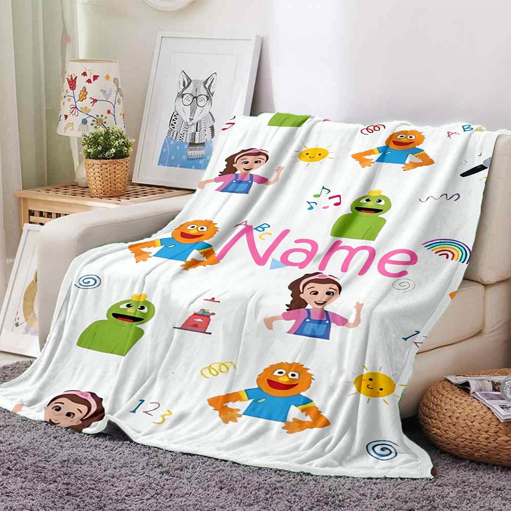 Custom Name Ms. Rachel Theme Printed Blanket - Perfect for Couch, Bed, Travel & Outdoor Use | Machine Washable, Cozy & Durable.