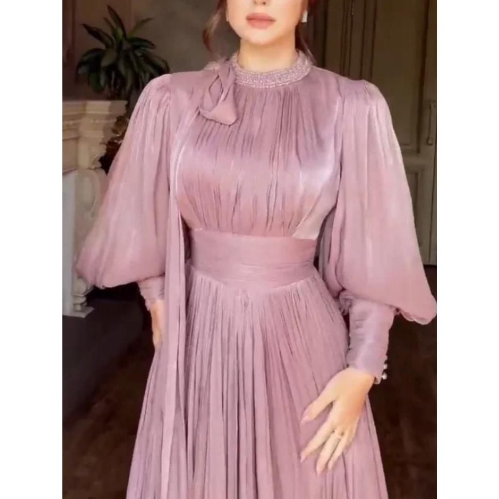 Autunno Inverno Nuovo Caldo Vestito con Strass Donna Abito Svasato da Sera Abito Formale da Festa per Transfrontaliero