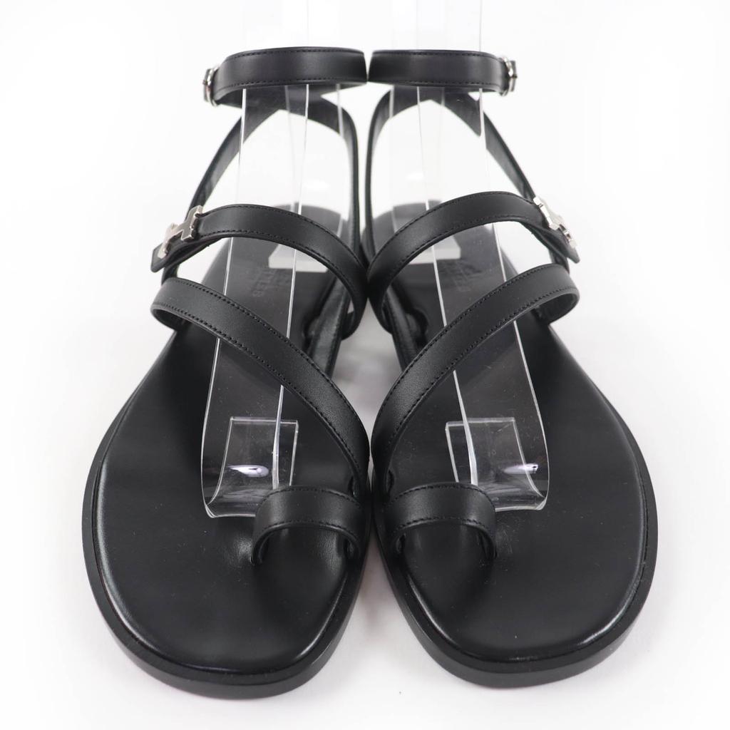 Pristine HERMES Sandals Armoni HMetal Ankle Strap Leather black leather Women 35 Used