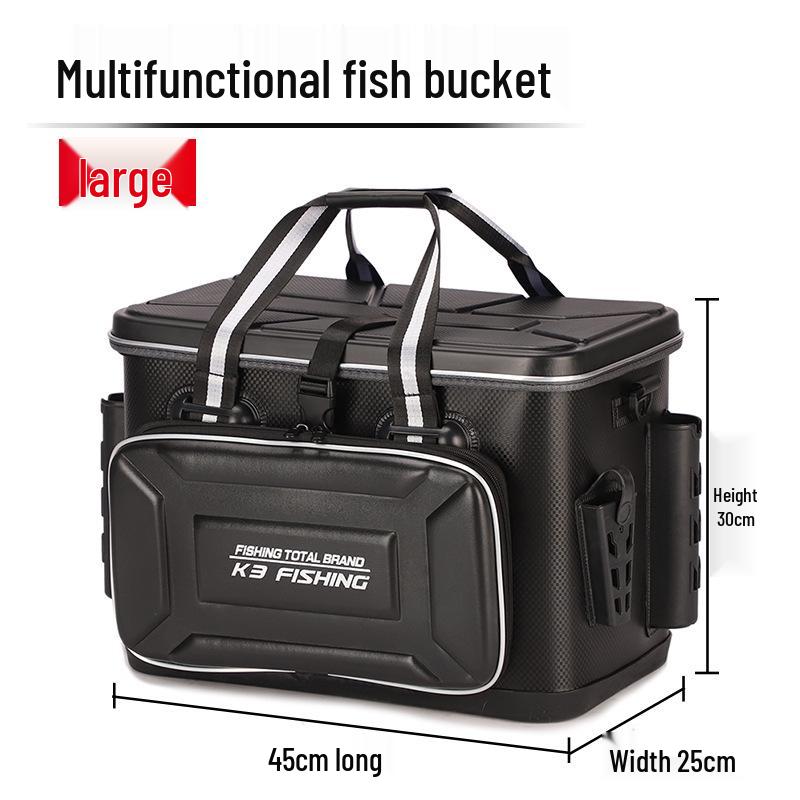 Thickened Multi-Functional Fishing Bucket & Seatable Tackle Box with Hard Shell, Full Set for Live Fish & Lure Fishing Gear