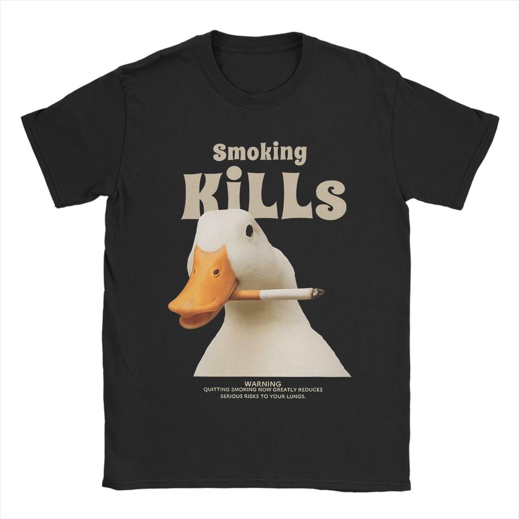 Mallard Duck Smoking A Cigarette Vintage Funny Duck Hunting T Shirt Summer Cotton T-Shirts For Men Harajuku Print Tshirt